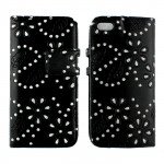 Wholesale iPhone 6 Plus 5.5 Diamond Flip PU Leather Wallet Case with Strap (Black)